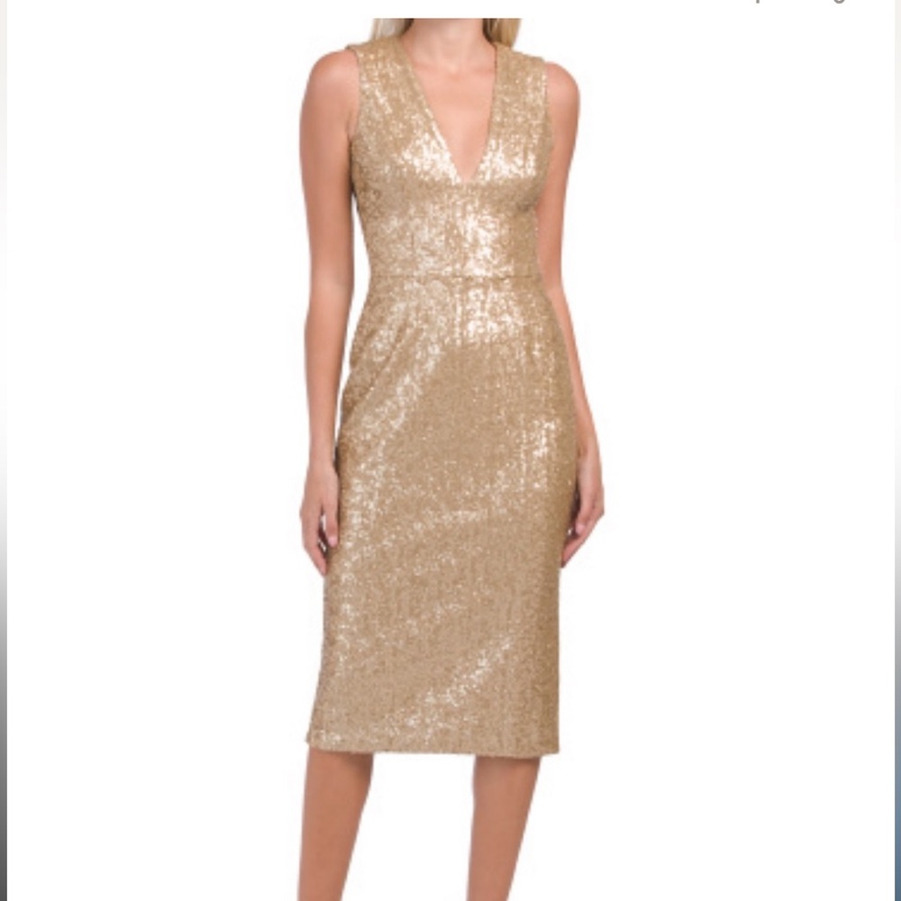 Dress the Population Gold Sequined Aylin Dress XS